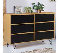 IDMarket Commode Noemi 6 tiroirs vintage bois 110 cm pieds épingle