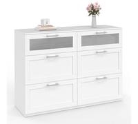 IDMarket - Commode 6 tiroirs VITO 110 cm Bois Blanc et Effet givré