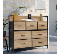 IDMarket - Commode 7 tiroirs en Tissu Utah 100 cm Meuble de Rangement Design Industriel