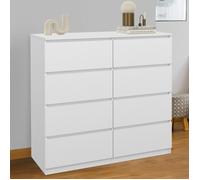 IDMarket – Commode TOMI 8 tiroirs 110 cm bois blanc