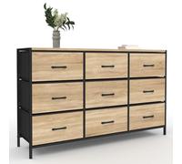 IDMarket - Commode 9 tiroirs en Tissu Utah 115 cm Design Industriel | Meuble de rangement
