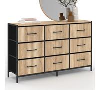 IDMarket Commode Utah 9 tiroirs tissu 115 cm effet lattes meuble de rangement design industriel