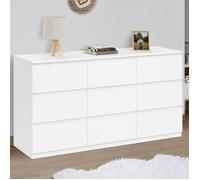 IDMarket - Commode 9 tiroirs TOMI XXL 136 cm Bois Blanc