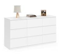 Commode 9 tiroirs TOMI XXL 136 cm bois blanc
