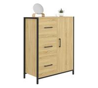 IDMarket – Commode de rangement salle de bain Detroit – 3 tiroirs, 1 placard – design industriel
