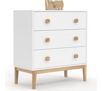 IDMarket - Commode Enfant 3 tiroirs Jacob 80 cm Blanc et Bois