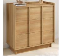 IDMarket - Commode Rosie 3 tiroirs 80 cm façon hêtre Design Minimaliste