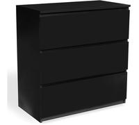 IDMarket Commode TOMI 3 tiroirs Noir Bois 77 5 x 40 x 80 cm pour chambre ou bureau