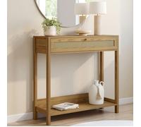 IDMARKET Console 1 tiroir HANAE effet naturel cannage