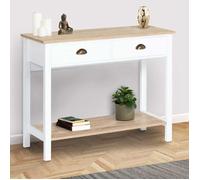 Console 2 Tiroirs Vintage Isis Avec Étagère Bois Et Blanc Blanc