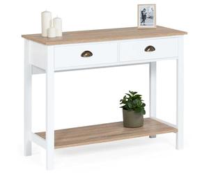 IDMarket - Console 2 tiroirs Campagne ISIS 1 étagère Bois et Blanc