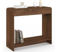 IDMarket - Console 2 tiroirs Capucine Noyer | design arrondi