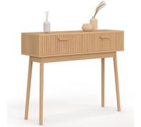 IDMarket - Console 2 tiroirs Juliette Lattes tasseau Bois Coloris chêne