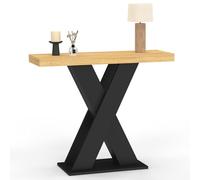 IDMarket Console Alicia – plateau bois, pied X noir