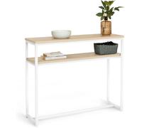 IDMarket Console Double Detroit Bois et Métal Blanc 100x30x80 cm Design Industriel