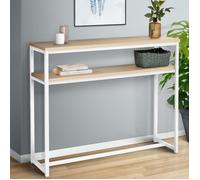 IDMARKET Console double DETROIT design industriel bois et métal blanc
