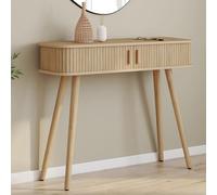 IDMarket - Console 2 Portes coulissantes Romie Lattes tasseau Bois Coloris chêne