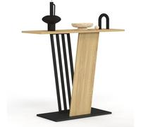 IDMarket Console Vicky – plateau bois et pied croisé noir