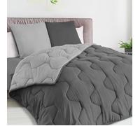Couette 220x240 CM ABBY bicolore gris clair et gris 300 gr + 2 oreillers Gris