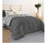 IDMarket Couette ZOE 220 x 240 cm polaire biface gris clair et gris 400 g Gris G