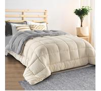 IDMARKET Couette 220x240 CM ZOE polaire biface gris et crème 400 gr
