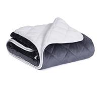 IDMarket - Couverture lestée 150x200 CM Celeste biface Polaire Gris et Blanc 7 kg