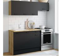 IDMarket - Cuisine complète 180 cm Subtil avec Plan de Travail 5 éléments Bois et Noir