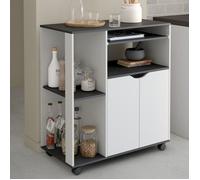 Desserte De Cuisine Cosi Bois Blanc Et Plateau Gris L 76 Cm Blanc