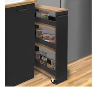 IDMARKET Desserte de cuisine gain de place HAGA chariot de rangement à étages noir et façon hêtre