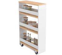 IDMarket - Desserte de cuisine HAGA chariot à épices blanc et bois