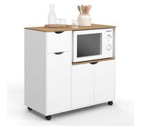 IDMarket - Desserte micro-onde de cuisine COSI XXL placards avec tiroir bois blanc et plateaux façon hêtre L.90 CM