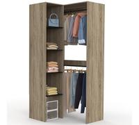IDMarket - Dressing d'angle modulable L. 90/127 cm MELMAN bois et noir