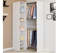 IDMARKET Dressing d'angle modulable L. 90 / 127 cm MELMAN double penderie + étagères blanc