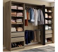 IDMARKET Dressing double XXL MERYL 220 cm hêtre avec porte pantalons + étagères + tiroirs + rangements à chaussures et noir