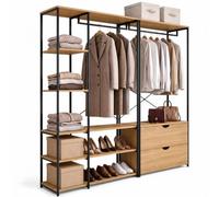 IDMarket Dressing modulable DETROIT double penderie étagères et 2 tiroirs design industriel