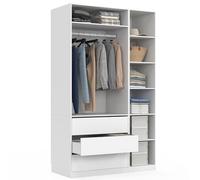 Dressing Modulable Taylor 120 X 55 X 200 Cm 2 Modules Avec Penderie + Étagères + Tiroirs Blanc Blanc