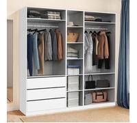 IDMARKET Dressing modulable TAYLOR 200 x 55 x 200 cm 3 modules avec penderies + étagères + tiroirs blanc