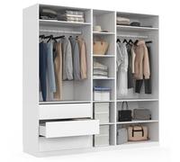 IDMarket - Dressing modulable Taylor 200 x 55 x 200 cm 3 modules avec penderies + étagères + tiroirs Blanc