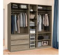 IDMARKET Dressing modulable TAYLOR 200 x 55 x 200 cm 3 modules avec penderies + étagères + tiroirs hêtre et noir