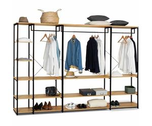IDMarket - Dressing modulable XXL grande capacité L. 250 cm DETROIT design industriel