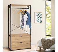 IDMARKET Dressing penderie 2 tiroirs L. 80 cm DETROIT design industriel