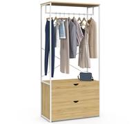 IDMarket - Dressing penderie 2 tiroirs L. 80 cm DETROIT design industriel bois et métal blanc