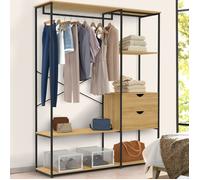 IDMARKET Dressing penderie avec étagères et 2 tiroirs L. 130 cm DETROIT design industriel