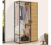 IDMARKET Dressing penderie étagères avec porte L. 90 cm DETROIT design industriel
