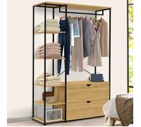 IDMarket - Dressing penderie étagères L. 113 cm DETROIT 2 tiroirs design industriel
