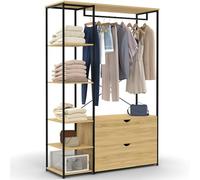 IDMarket - Dressing penderie étagères L. 113 cm DETROIT 2 tiroirs design industriel