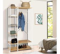 IDMARKET Dressing penderie étagères L. 90 cm DETROIT design industriel bois et métal blanc