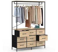 IDMarket - Dressing penderie L. 115 cm UTAH avec 9 bacs en tissu bois et noir
