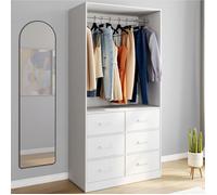 IDMARKET Dressing penderie L. 80 cm UPPAH avec 6 bacs en tissu blanc