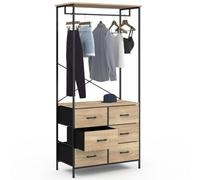 IDMarket - Dressing penderie L. 80 cm UTAH avec 6 bacs en tissu bois et noir
